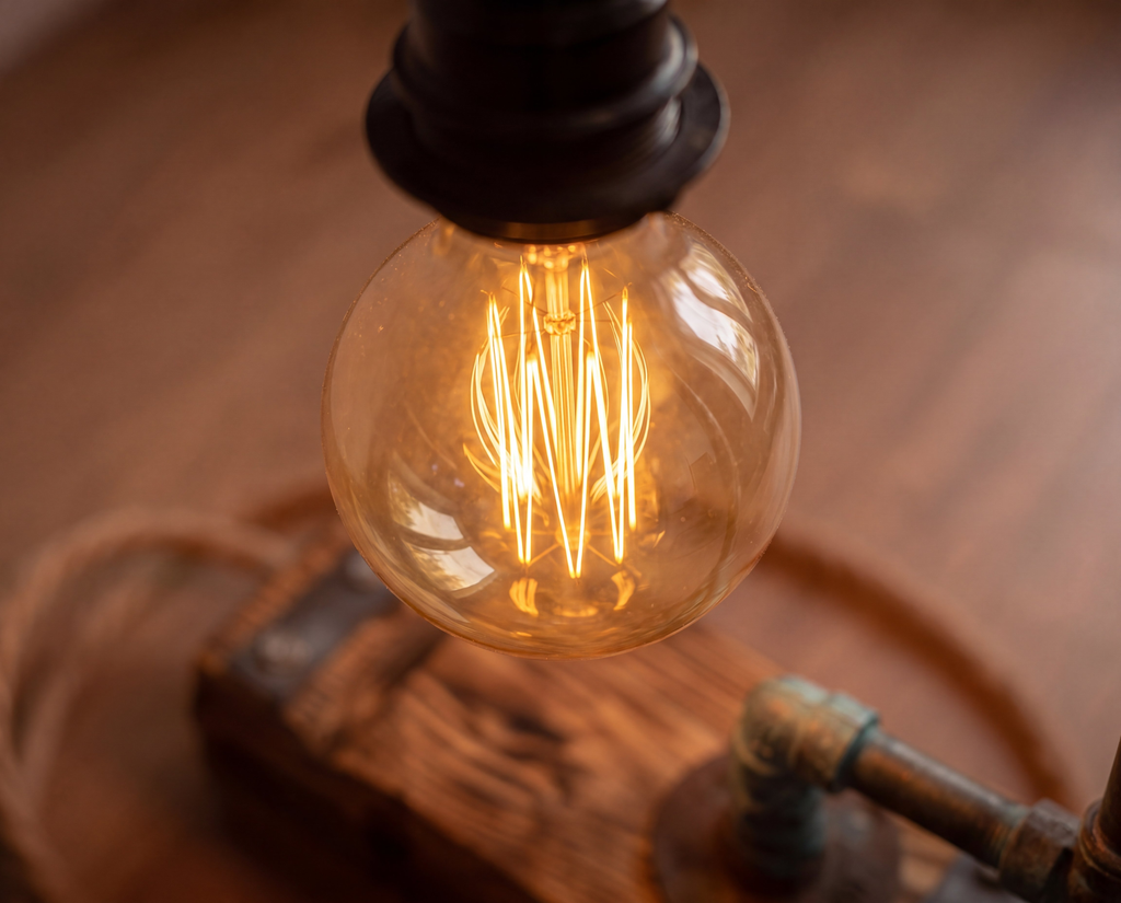 Industrialna lampka z rur – ręcznie wykonana